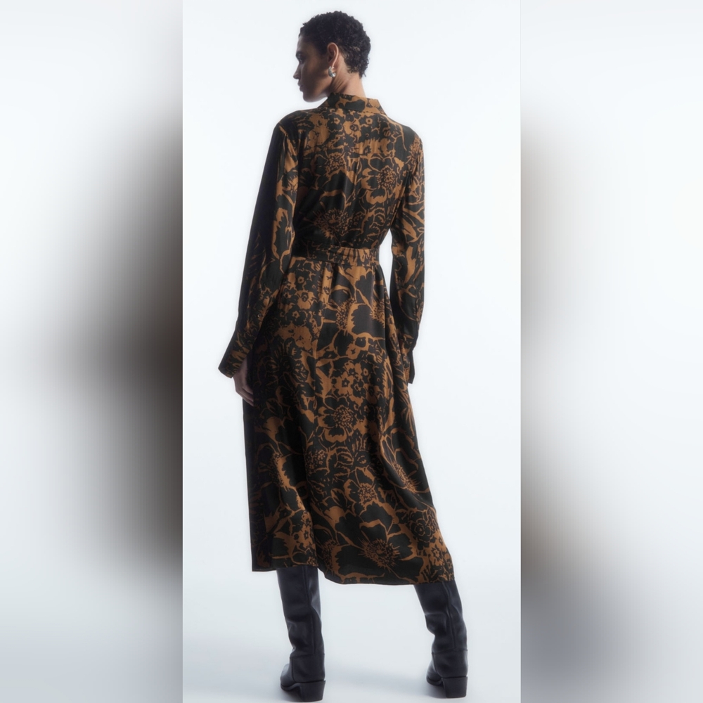 COS Black and Brown Floral Midi Shirt Dress - Picture 14 of 14